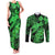 Aloha Hawaii Couples Matching Tank Maxi Dress and Long Sleeve Button Shirts Hammerhead Shark Tattoo Polynesian Summer - Green LT9 Green - Polynesian Pride
