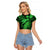 Aloha Hawaii Raglan Cropped T Shirt Hammerhead Shark Tattoo Polynesian Summer - Green LT9 Female Green - Polynesian Pride