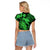 Aloha Hawaii Raglan Cropped T Shirt Hammerhead Shark Tattoo Polynesian Summer - Green LT9 - Polynesian Pride