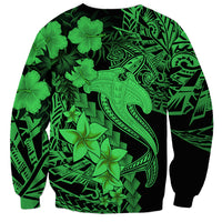 Aloha Hawaii Sweatshirt Hammerhead Shark Tattoo Polynesian Summer - Green LT9 - Polynesian Pride
