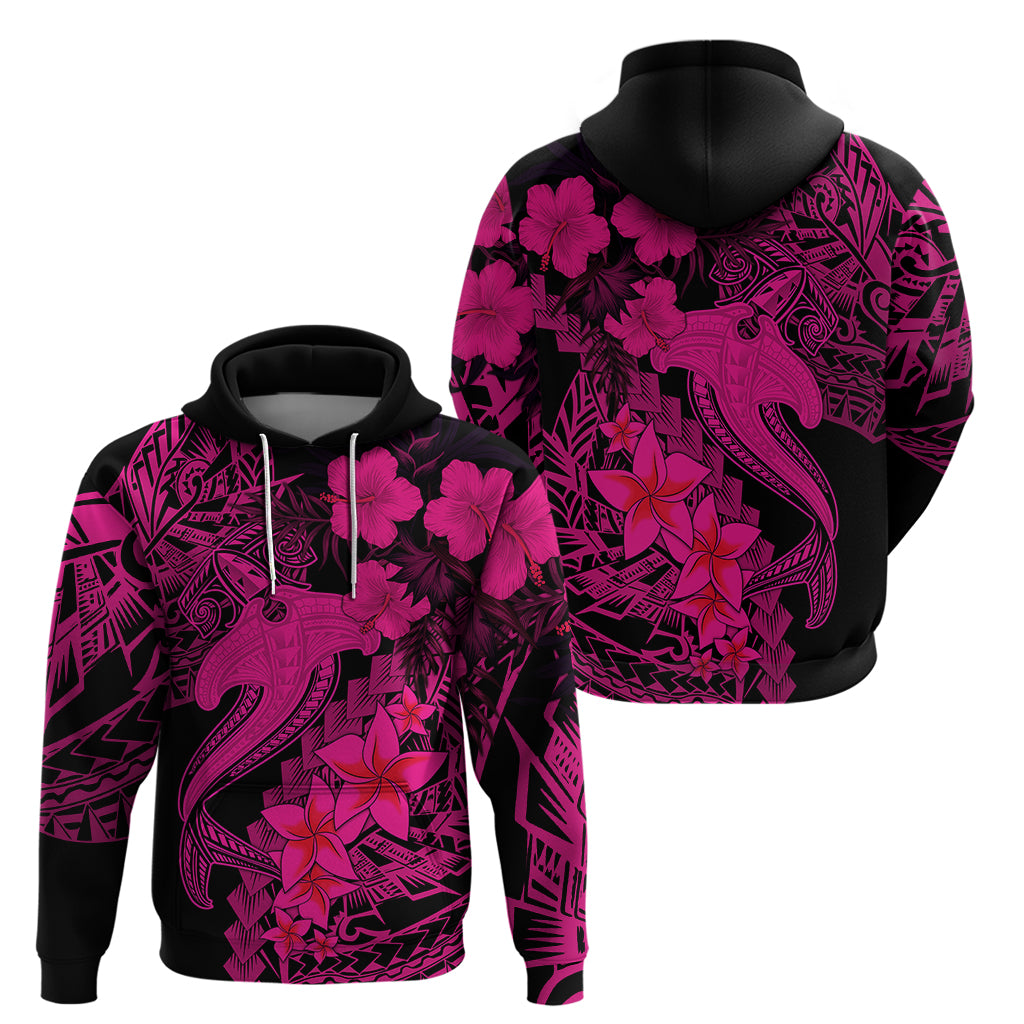 Aloha Hawaii Hoodie Hammerhead Shark Tattoo Polynesian Summer - Pink LT9 - Polynesian Pride