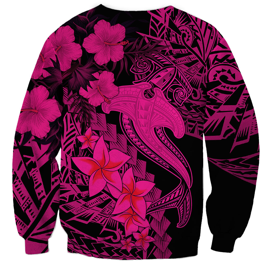 Aloha Hawaii Sweatshirt Hammerhead Shark Tattoo Polynesian Summer - Pink LT9 - Polynesian Pride