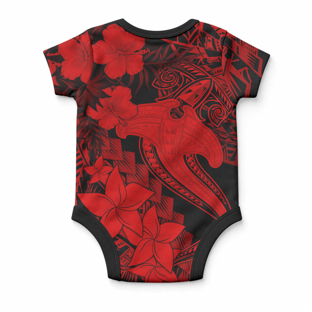 Aloha Hawaii Baby Onesie Hammerhead Shark Tattoo Polynesian Summer - Red LT9 - Polynesian Pride