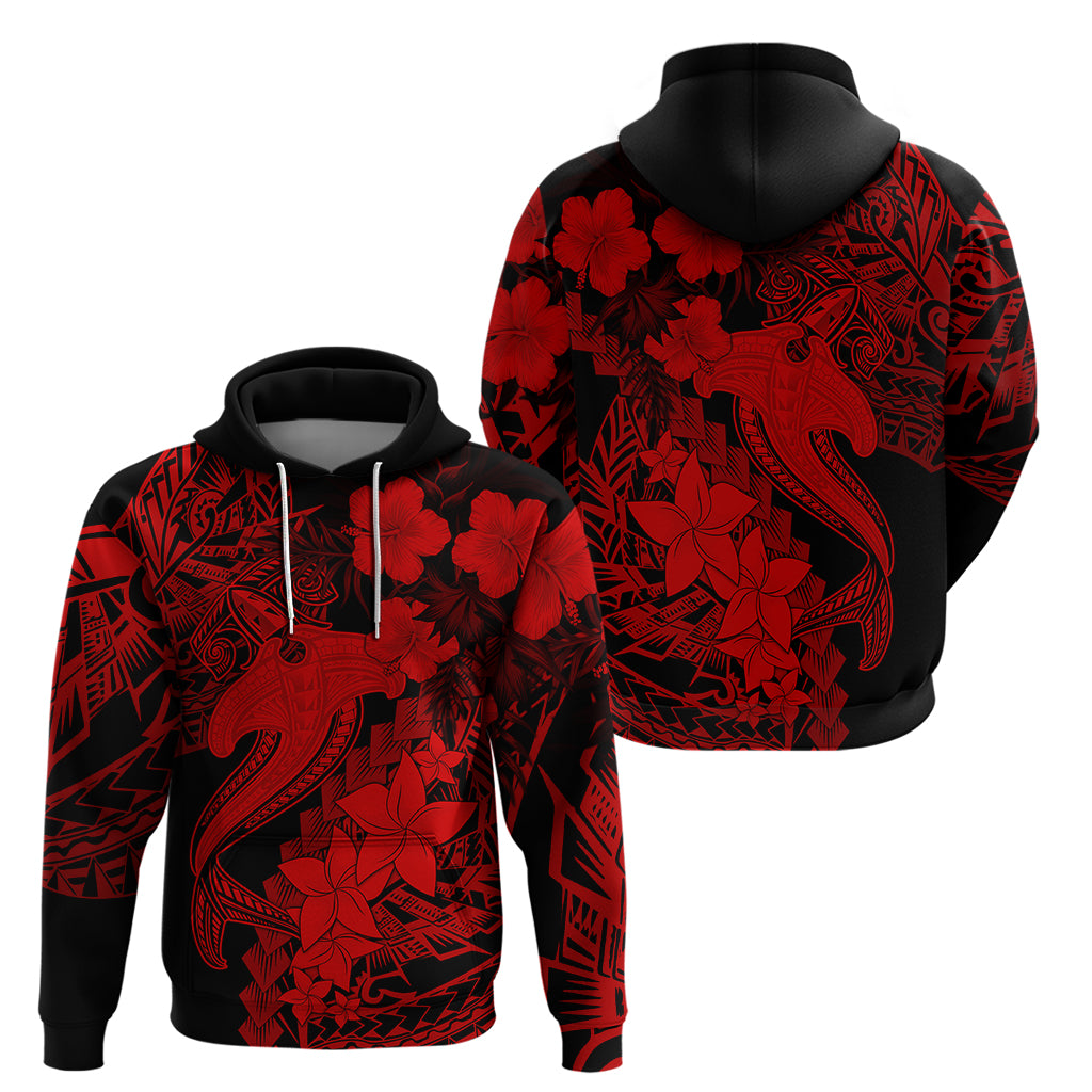 Aloha Hawaii Hoodie Hammerhead Shark Tattoo Polynesian Summer - Red LT9 - Polynesian Pride