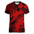 Aloha Hawaii Women V Neck T Shirt Hammerhead Shark Tattoo Polynesian Summer - Red LT9 Female Red - Polynesian Pride