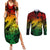 Aloha Hawaii Couples Matching Summer Maxi Dress and Long Sleeve Button Shirts Hammerhead Shark Tattoo Polynesian Summer - Reggae LT9 Reggae - Polynesian Pride