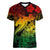 Aloha Hawaii Women V Neck T Shirt Hammerhead Shark Tattoo Polynesian Summer - Reggae LT9 Female Reggae - Polynesian Pride