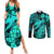 Aloha Hawaii Couples Matching Summer Maxi Dress and Long Sleeve Button Shirts Hammerhead Shark Tattoo Polynesian Summer - Turquoise LT9 Turquoise - Polynesian Pride