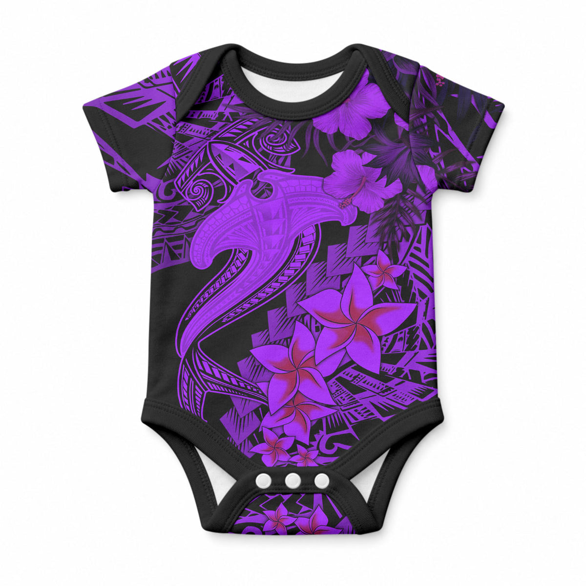 Aloha Hawaii Baby Onesie Hammerhead Shark Tattoo Polynesian Summer - Violet LT9 Violet - Polynesian Pride