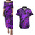 Aloha Hawaii Couples Matching Puletasi Dress and Hawaiian Shirt Hammerhead Shark Tattoo Polynesian Summer - Violet LT9 Violet - Polynesian Pride