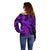 Aloha Hawaii Off Shoulder Sweater Hammerhead Shark Tattoo Polynesian Summer - Violet LT9 - Polynesian Pride