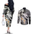 Aloha Hawaii Couples Matching Off The Shoulder Long Sleeve Dress and Long Sleeve Button Shirts Hammerhead Shark Tattoo Polynesian Summer - White LT9 - Polynesian Pride