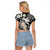 Aloha Hawaii Raglan Cropped T Shirt Hammerhead Shark Tattoo Polynesian Summer - White LT9 - Polynesian Pride