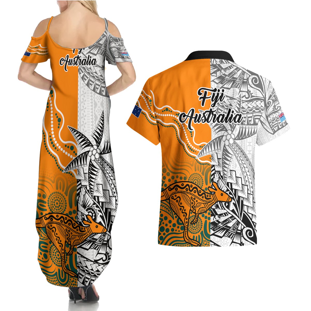 fiji-australia-rugby-couples-matching-summer-maxi-dress-and-hawaiian-shirt-world-cup-2023-polynesia-tapa-mixed-indigenous-aboriginal