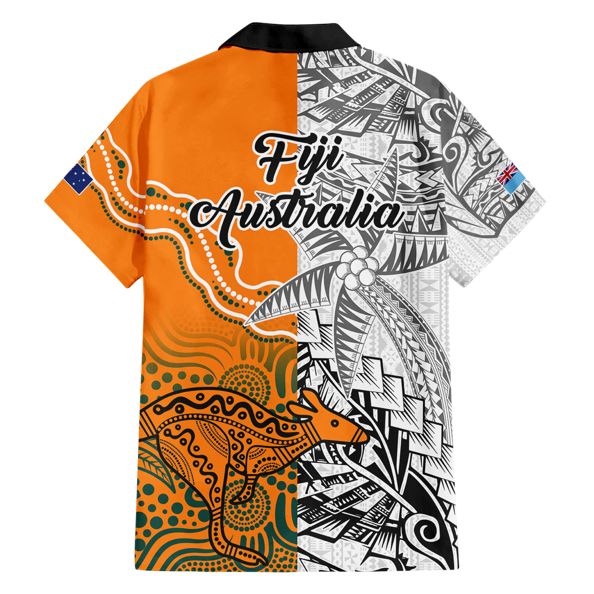 Fiji Australia Rugby Family Matching Short Sleeve Bodycon Dress and Hawaiian Shirt World Cup 2023 Polynesia Tapa Mixed Indigenous Aboriginal LT9 - Polynesian Pride