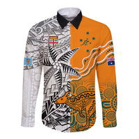 fiji-australia-rugby-long-sleeve-button-shirt-world-cup-2023-polynesia-tapa-mixed-indigenous-aboriginal