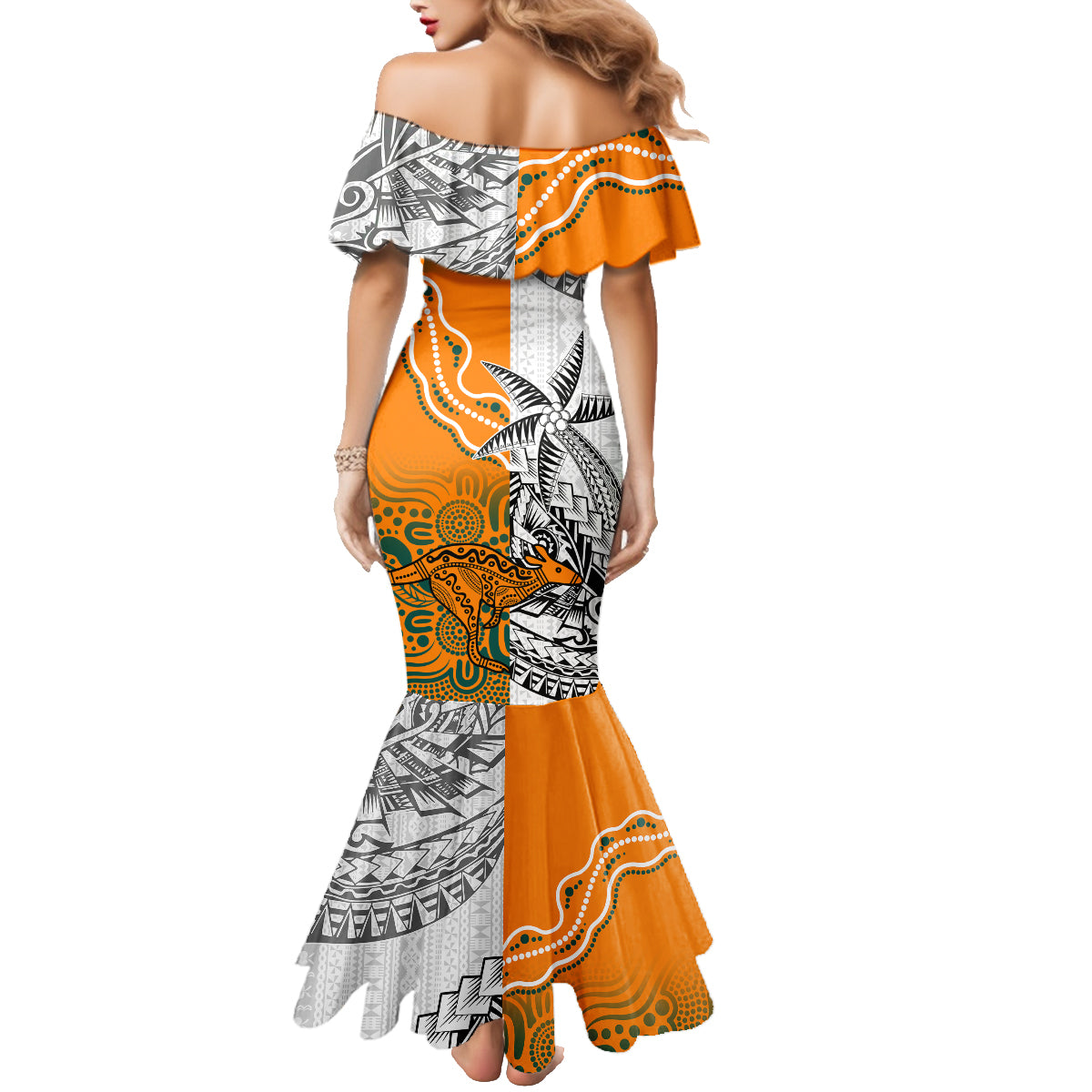 Personalised Fiji Australia Rugby Family Matching Mermaid Dress and Hawaiian Shirt World Cup 2023 Polynesia Tapa Mixed Indigenous Aboriginal LT9 - Polynesian Pride