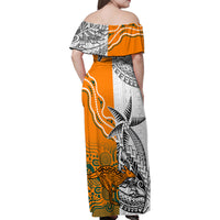 Personalised Fiji Australia Rugby Family Matching Off Shoulder Maxi Dress and Hawaiian Shirt World Cup 2023 Polynesia Tapa Mixed Indigenous Aboriginal LT9 - Polynesian Pride