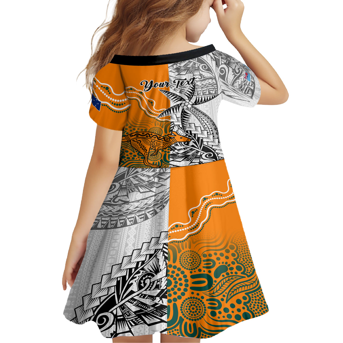 Personalised Fiji Australia Rugby Family Matching Off Shoulder Short Dress and Hawaiian Shirt World Cup 2023 Polynesia Tapa Mixed Indigenous Aboriginal LT9 - Polynesian Pride