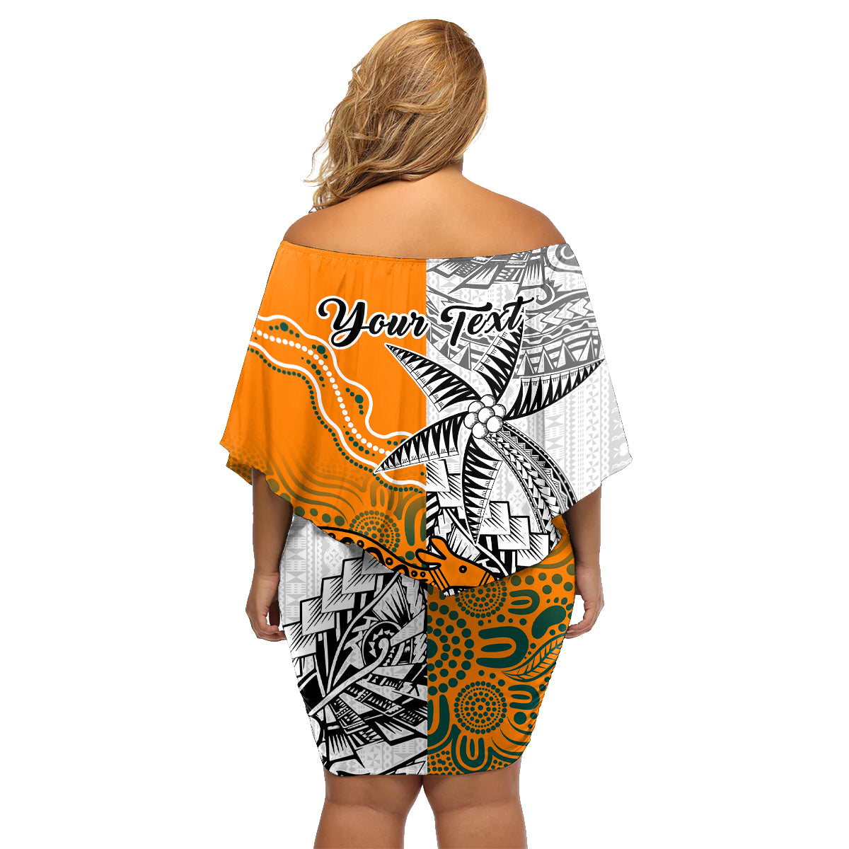 Personalised Fiji Australia Rugby Family Matching Off Shoulder Short Dress and Hawaiian Shirt World Cup 2023 Polynesia Tapa Mixed Indigenous Aboriginal LT9 - Polynesian Pride