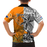 Personalised Fiji Australia Rugby Family Matching Short Sleeve Bodycon Dress and Hawaiian Shirt World Cup 2023 Polynesia Tapa Mixed Indigenous Aboriginal LT9 - Polynesian Pride