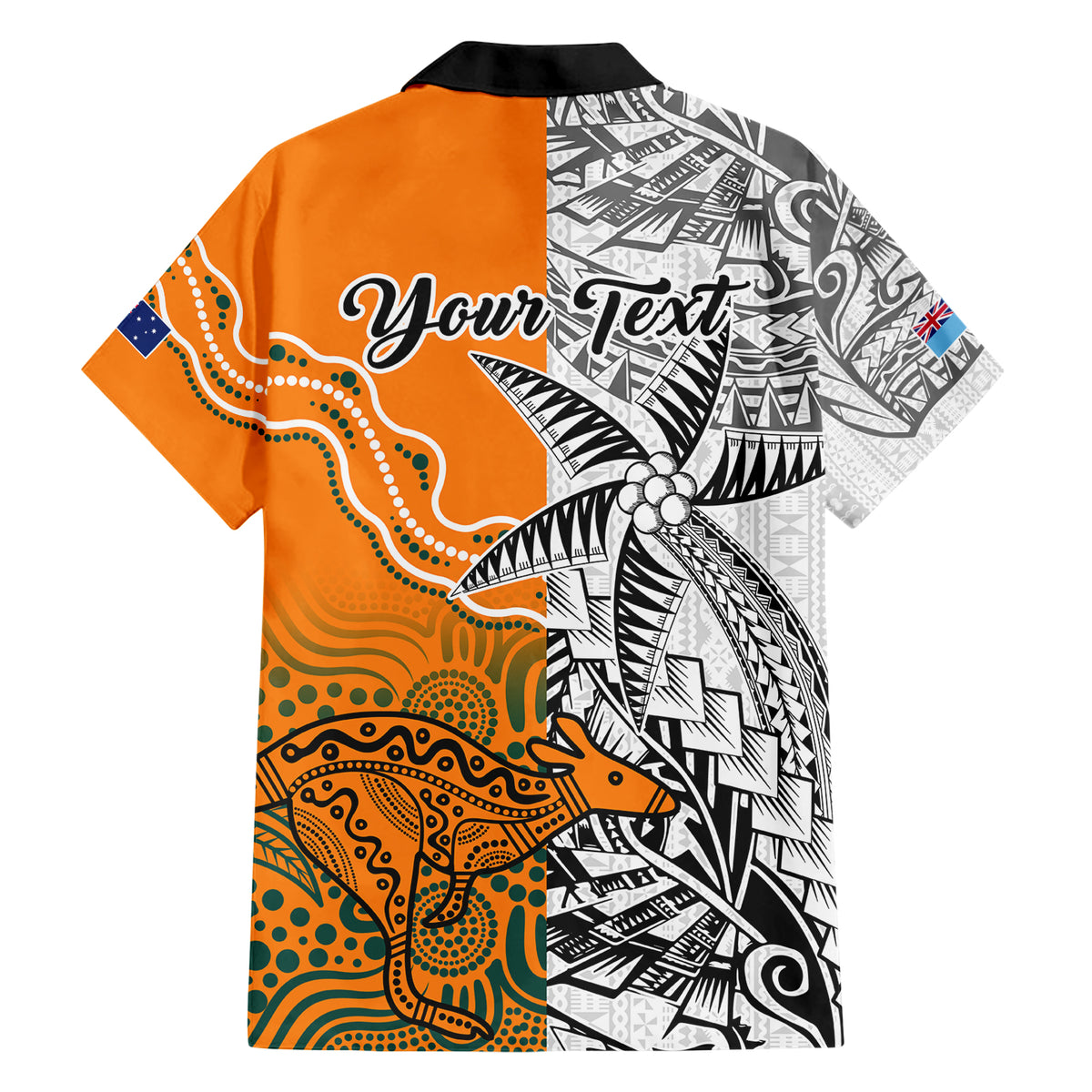 Personalised Fiji Australia Rugby Family Matching Short Sleeve Bodycon Dress and Hawaiian Shirt World Cup 2023 Polynesia Tapa Mixed Indigenous Aboriginal LT9 - Polynesian Pride