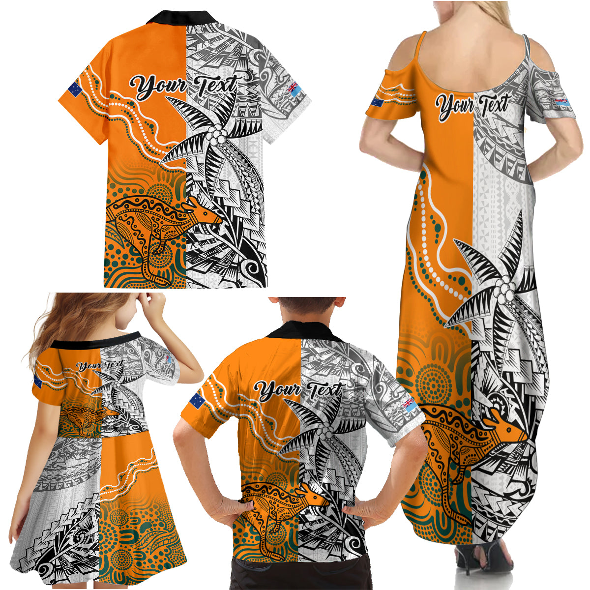 Personalised Fiji Australia Rugby Family Matching Summer Maxi Dress and Hawaiian Shirt World Cup 2023 Polynesia Tapa Mixed Indigenous Aboriginal LT9 - Polynesian Pride