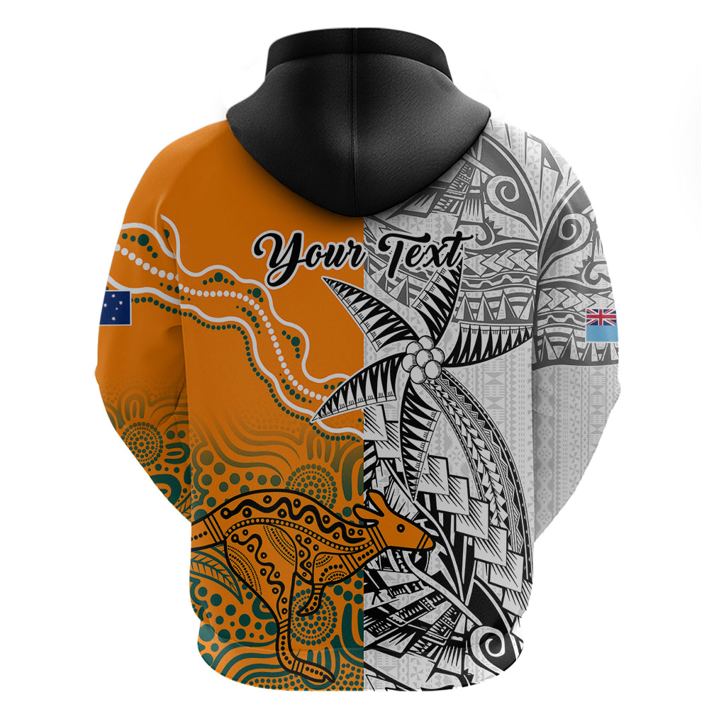 Personalised Fiji Australia Rugby Hoodie World Cup 2023 Polynesia Tapa Mixed Indigenous Aboriginal LT9 - Polynesian Pride