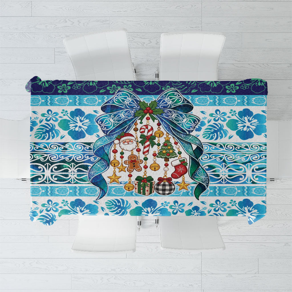 New Zealand Kowhai Ngutukaka Christmas Bow Tablecloth Meri Kirihimete LT9 Turquoise - Polynesian Pride