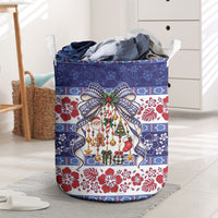 Samoa Tribal Christmas Bow Laundry Basket Ia Manuia lava le Kerisimasi LT9 Blue - Polynesian Pride