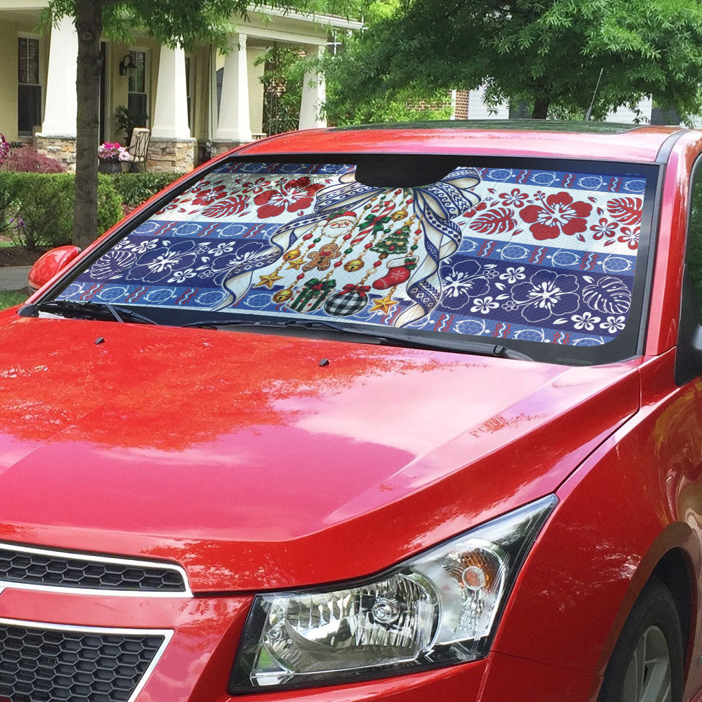Samoa Tribal Christmas Bow Auto Sun Shade Ia Manuia lava le Kerisimasi LT9 - Polynesian Pride