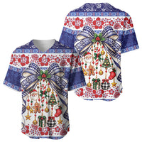Samoa Tribal Christmas Bow Baseball Jersey Ia Manuia lava le Kerisimasi LT9 - Polynesian Pride