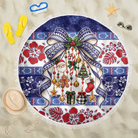 Samoa Tribal Christmas Bow Beach Blanket Ia Manuia lava le Kerisimasi LT9 One Size 150cm Blue - Polynesian Pride