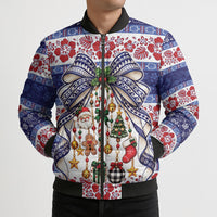 Samoa Tribal Christmas Bow Bomber Puffer Jacket Ia Manuia lava le Kerisimasi LT9 - Polynesian Pride