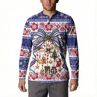 Samoa Tribal Christmas Bow Button Sweatshirt Ia Manuia lava le Kerisimasi LT9 - Polynesian Pride