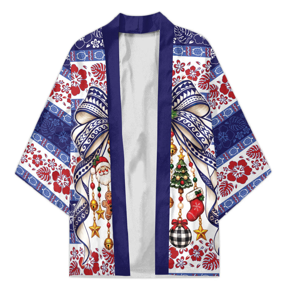 Samoa Tribal Christmas Bow Kimono Ia Manuia lava le Kerisimasi LT9 Unisex Blue - Polynesian Pride