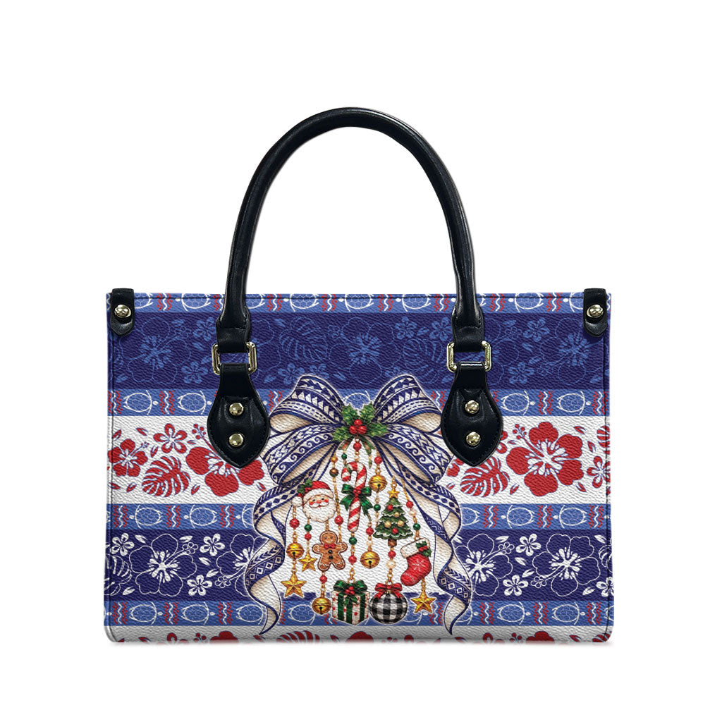 Samoa Tribal Christmas Bow Leather Bag Ia Manuia lava le Kerisimasi LT9 - Polynesian Pride