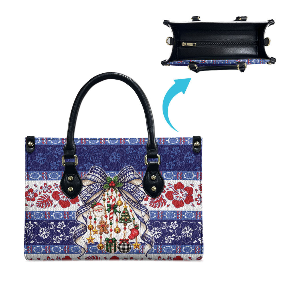 Samoa Tribal Christmas Bow Leather Bag Ia Manuia lava le Kerisimasi LT9 - Polynesian Pride