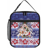 Samoa Tribal Christmas Bow Lunch Bag Ia Manuia lava le Kerisimasi LT9 10.2 × 8.3 × 4.3 inch Blue - Polynesian Pride