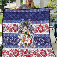 Samoa Tribal Christmas Bow Quilt Ia Manuia lava le Kerisimasi LT9 Blue - Polynesian Pride