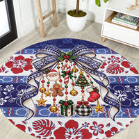 Samoa Tribal Christmas Bow Round Carpet Ia Manuia lava le Kerisimasi LT9 Blue - Polynesian Pride