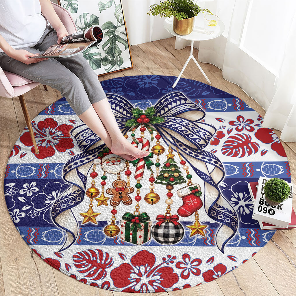 Samoa Tribal Christmas Bow Round Carpet Ia Manuia lava le Kerisimasi LT9 - Polynesian Pride