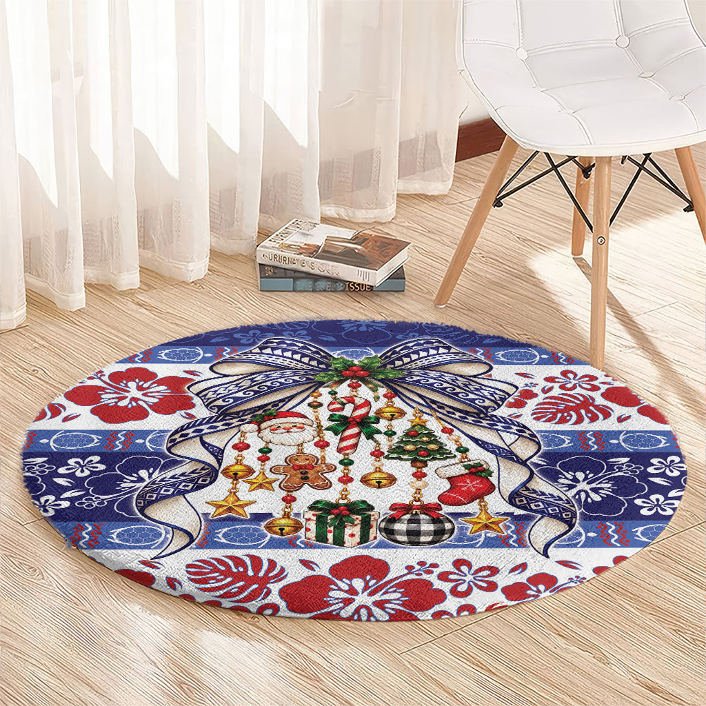 Samoa Tribal Christmas Bow Round Carpet Ia Manuia lava le Kerisimasi LT9 - Polynesian Pride