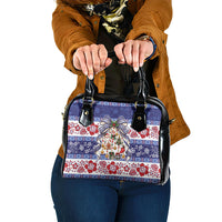 Samoa Tribal Christmas Bow Shoulder Handbag Ia Manuia lava le Kerisimasi LT9 One Size Blue - Polynesian Pride