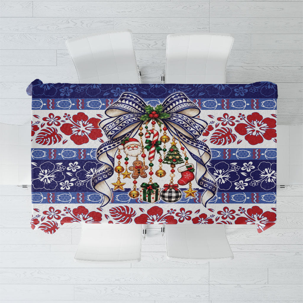 Samoa Tribal Christmas Bow Tablecloth Ia Manuia lava le Kerisimasi LT9 Blue - Polynesian Pride