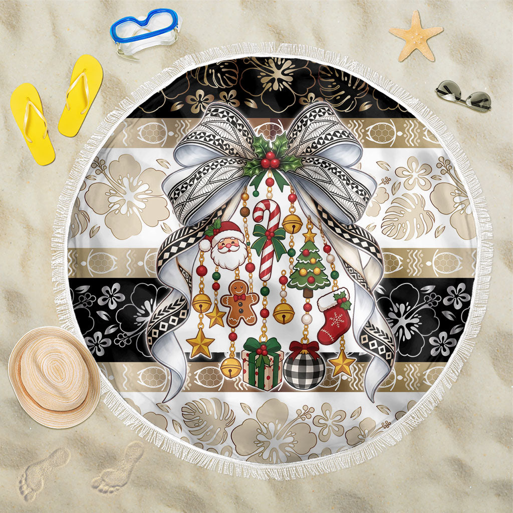 Tonga Ngatu Christmas Bow Beach Blanket Kilisimasi Fiefia Gold Style LT9 One Size 150cm Red - Polynesian Pride