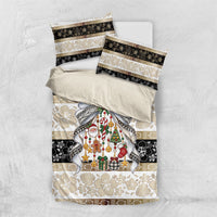 Tonga Ngatu Christmas Bow Bedding Set Kilisimasi Fiefia Gold Style LT9 US Twin 172cm x 218cm Red - Polynesian Pride