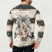 Tonga Ngatu Christmas Bow Button Sweatshirt Kilisimasi Fiefia Gold Style LT9 - Polynesian Pride