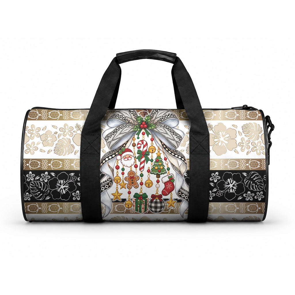 Tonga Ngatu Christmas Bow Duffle Bag Kilisimasi Fiefia Gold Style LT9 One size Red - Polynesian Pride