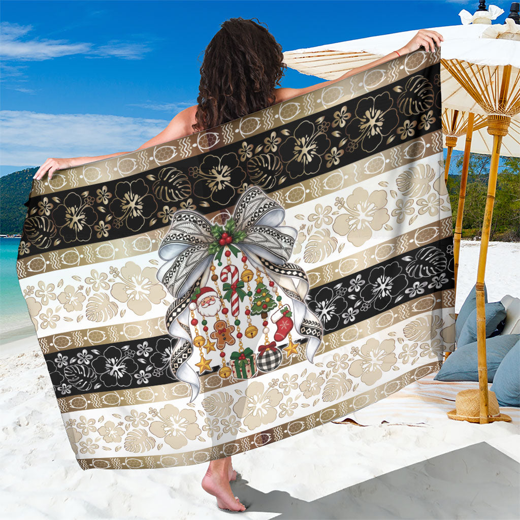 Tonga Ngatu Christmas Bow Sarong Kilisimasi Fiefia Gold Style LT9 One Size 44 x 66 inches Red - Polynesian Pride